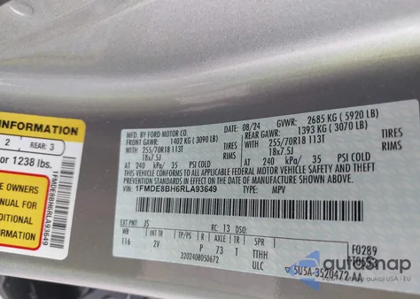 2024 Ford Bronco Outer Banks из США, поврежденный, VIN 1FMDE8BH6RLA93649